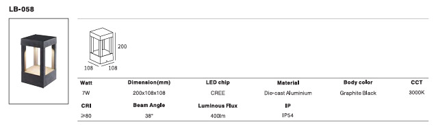 LED Outdoor Wall Light P-234