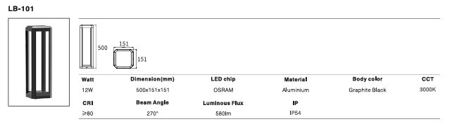 LED Outdoor Wall Light P-253