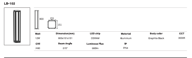 LED Outdoor Wall Light P-254