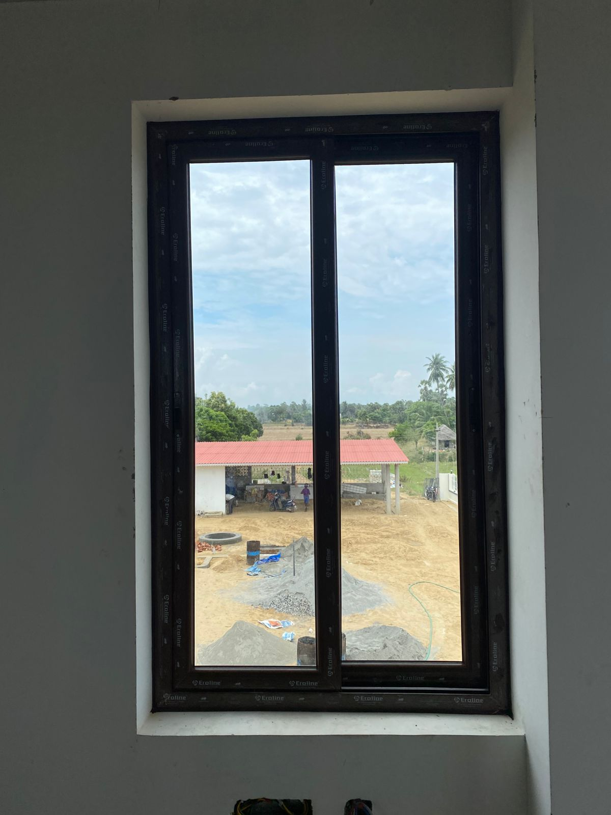 Eroline UPVC Sliding Window - Black Frame with Clear Glass