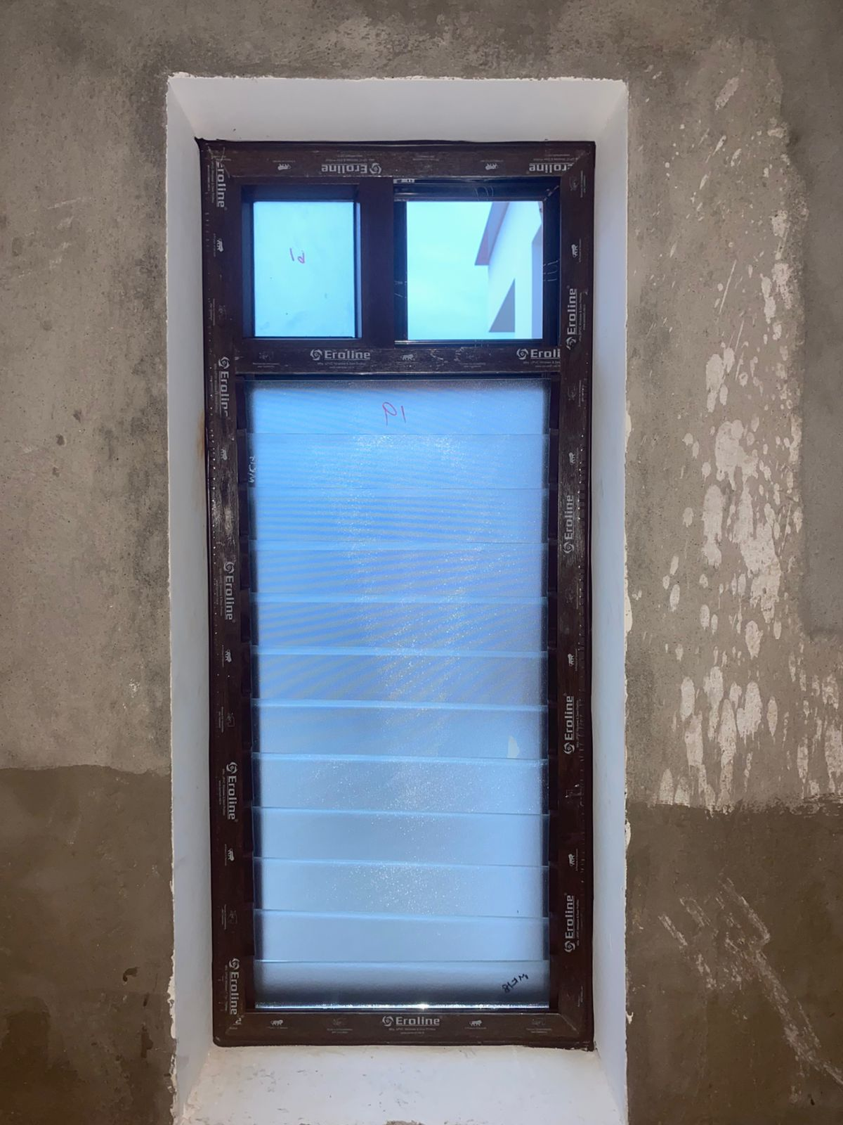 Eroline UPVC Fixed Window with Top Ventilators - Black Frame